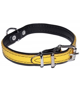 Gelbes Halsband für Hund aus Leder 16mm/40cm