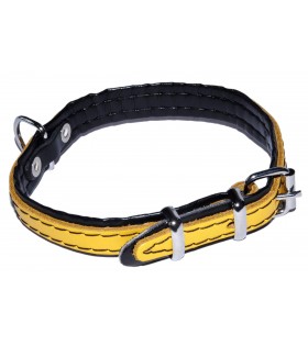 Gelbes Halsband für Hund aus Leder 12mm/32cm