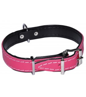 Fuchsiafarbiges Hundehalsband aus Leder 18mm/43cm