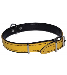 Gelbes Halsband für Hund aus Leder 22mm/53cm DINO