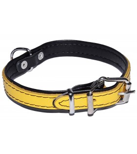 Gelbes Hundehalsband aus Leder 18mm/43cm