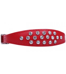 Rotes Hundehalsband mit kleinen Kristallen Exclusive- 25 cm