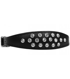 Schwarzes Hundehalsband mit kleinen Kristallen Exclusive - 25 cm