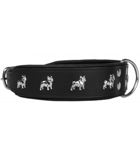 Schwarzes Hundehalsband französische Bulldogge- 65 cm