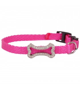 Pinkes Hundehalsband mit Anhänger 10mm/35cm