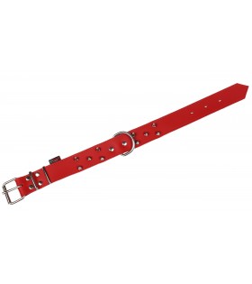 Rotes Hundehalsband aus Leder mit Nieten 40mm/46cm