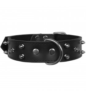 Schwarzes Hundehalsband aus Leder mit Nieten 40mm/46cm