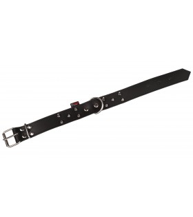 Schwarzes Hundehalsband aus Leder mit Nieten 40mm/46cm