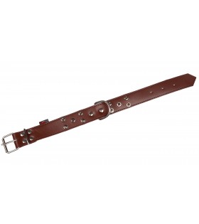 Braunes Hundehalsband aus Leder mit Stacheln 40mm/46cm