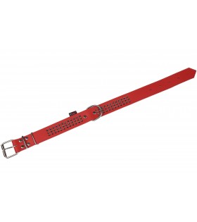 Rotes Hundehalsband aus Leder mit Nieten 40mm/57cm