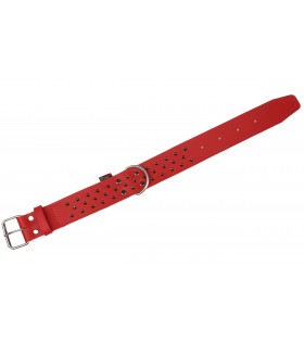 Rotes Lederhalsband mit Nieten 50mm/50cm