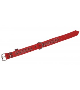 Rotes Hundehalsband aus Leder mit Nieten 40mm/46cm