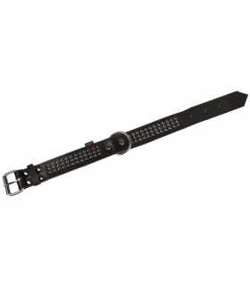 Schwarzes Hundehalsband aus Leder mit Nieten 40mm/46cm