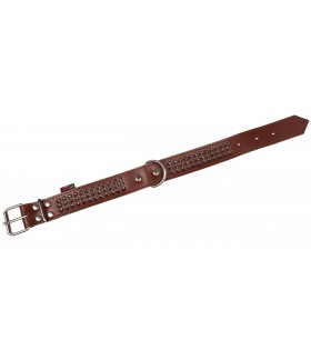 Braunes Hundehalsband aus Leder mit Nieten 40mm/46cm