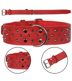 Rotes Lederhalsband mit Nieten 50mm/60cm