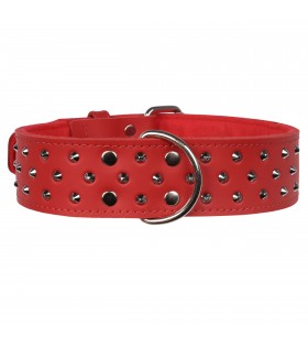 Rotes Lederhalsband mit Nieten 50mm/60cm