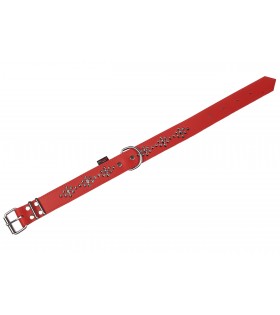 Rotes Lederhalsband mit Nieten, Hundehalsband 40mm/57cm