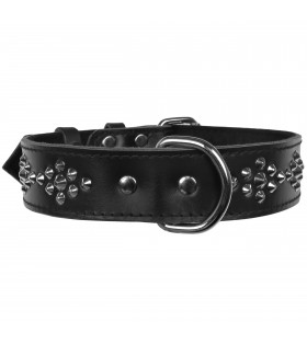 Schwarzes Lederhalsband mit Nieten, Hundehalsband 40mm/57cm