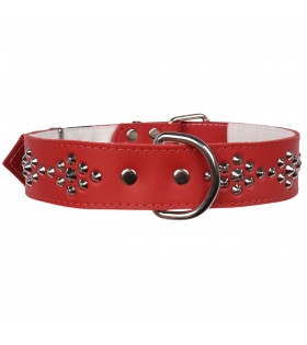 Rotes Lederhalsband mit Nieten 40mm/67cm