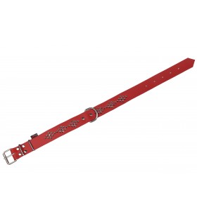 Rotes Lederhalsband mit Nieten 40mm/67cm