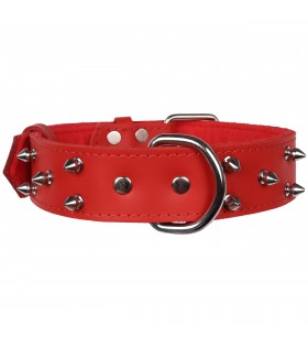 Rotes Hundehalsband aus Leder mit Nieten 40mm/57cm