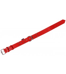 Rotes Hundehalsband aus Leder mit Nieten 40mm/57cm