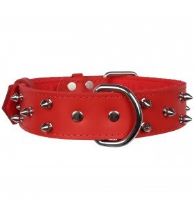 Rotes Lederhalsband mit Nieten 40mm/67cm