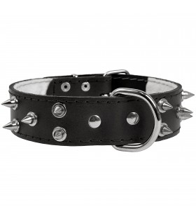 Schwarzes Hundehalsband aus Leder mit Nieten 40mm/67cm