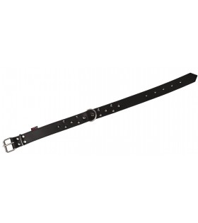 Schwarzes Hundehalsband aus Leder mit Nieten 40mm/67cm