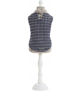 Granatowo-szary, wełniany pulower dla psa 25, 30, 40 cm