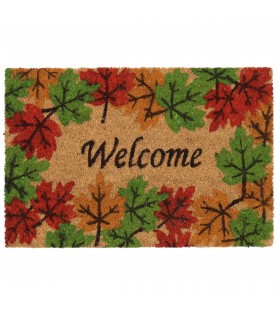 Herbst-Kokos-Fußmatte, PVC-Hausfußmatte mit bunten Blättern, Aufschrift Welcome 40x60cm