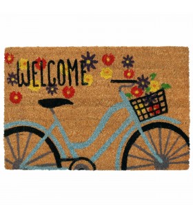 Herbst-Kokos-Fußmatte, PVC-Hausfußmatte, Fahrrad, Aufschrift Welcome 40x60cm