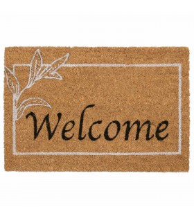 Kokosnuss-Fußmatte, PVC-Hausfußmatte mit Welcome-Aufschrift 40x60 cm