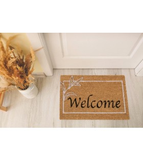 Kokosnuss-Fußmatte, PVC-Hausfußmatte mit Welcome-Aufschrift 40x60 cm