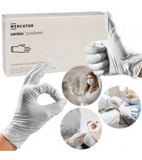 Białe rękawiczki lateksowe pudrowane MERCATOR 100szt