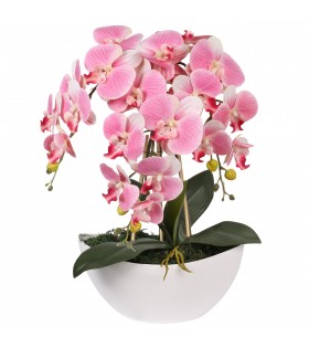 Sztuczny storczyk orchidea w doniczce, jasnoróżowy, jak żywy, 3 pędy 53 cm