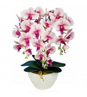 Künstliche Orchidee im Topf, weiße und rosa Orchidee 53 cm