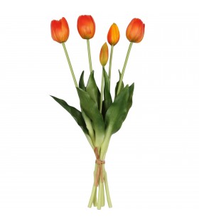 Silikontulpen, orange, wie lebendig, Strauß von 5 Stück