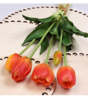 Silikontulpen, orange, wie lebendig, Strauß von 5 Stück