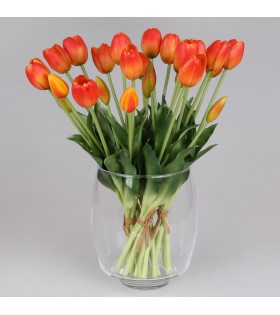 Silikontulpen, orange, wie lebendig, Strauß von 5 Stück