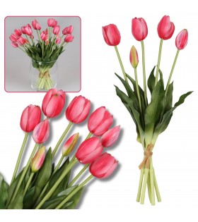 Silikontulpen, rosa, wie lebendig, Strauß von 5 Stück