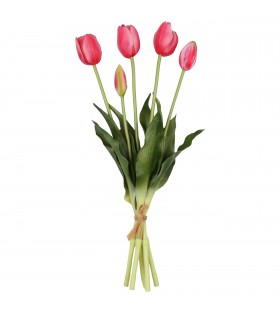 Silikontulpen, rosa, wie lebendig, Strauß von 5 Stück