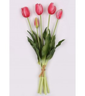 Silikontulpen, rosa, wie lebendig, Strauß von 5 Stück