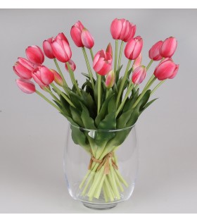 Silikontulpen, rosa, wie lebendig, Strauß von 5 Stück