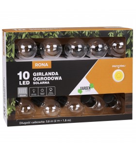 Solarna girlanda ogrodowa 10 LED, łańcuch świetlny 3,8m
