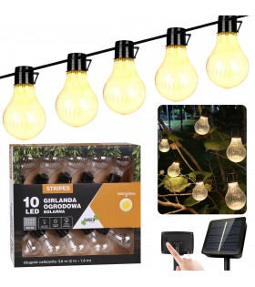 Solar-Gartengirlande 10 LED, Lichterkette 3,8m