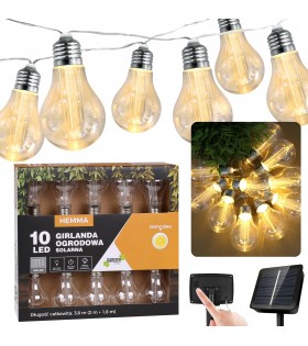 Solar-Gartengirlande 10 LED warmweiß, Lichterkette 3,8m