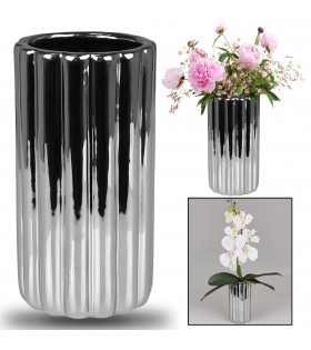 Srebrny wazon ceramiczny na kwiaty 10x10x19cm