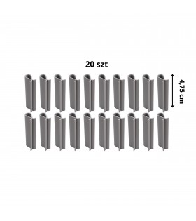 Klipsy do taśmy ogrodzeniowej, zaczepy montażowe osłony 4,75cm, 20szt Szary