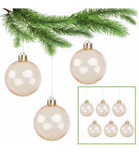 Gold/transparente Christbaumkugeln, 6cm Plastik-Weihnachtsbaumschmuck-Set, 6 Stk.